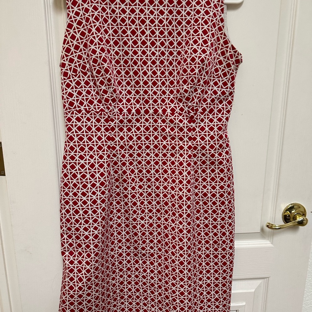 Talbots Red and White Geometric Dress - Picture 3 of 5
